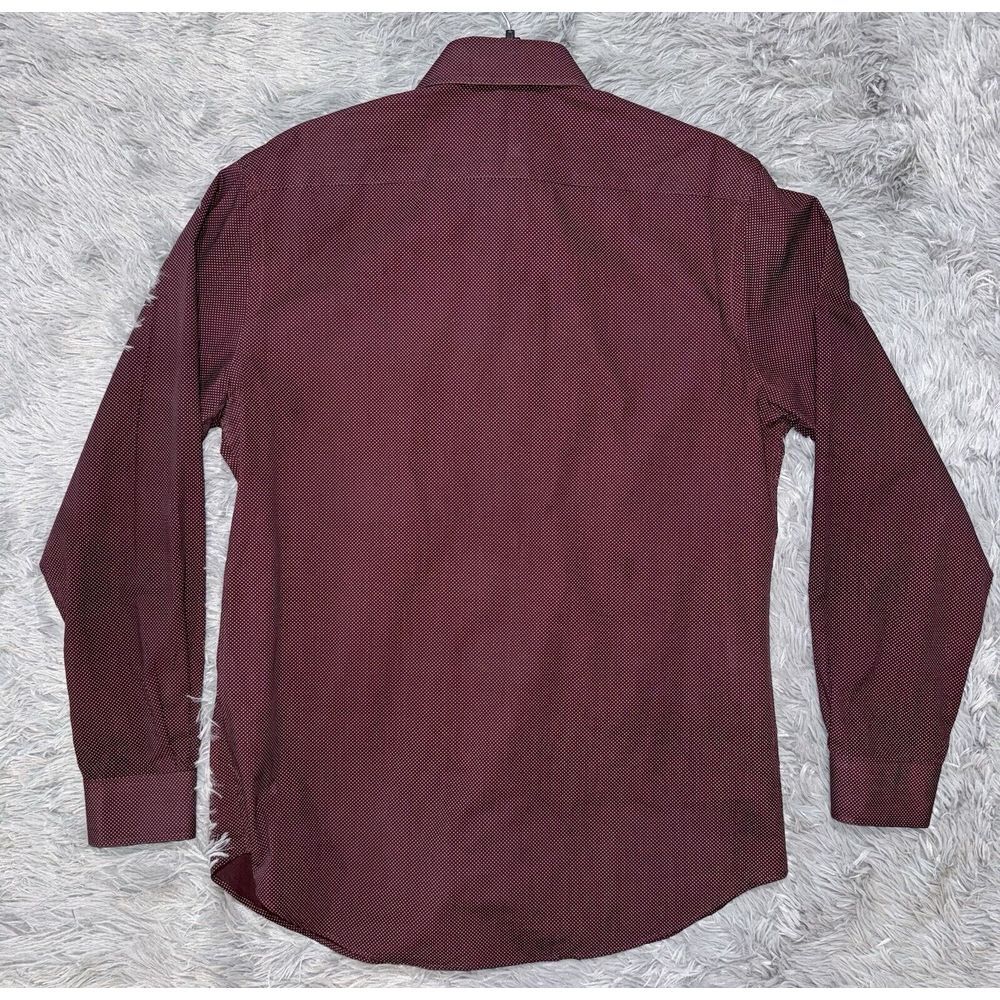 Michael Kors Medium Polka Dot Burgundy Slim Fit Long Sleeve Button Down Collared - Picture 10 of 10